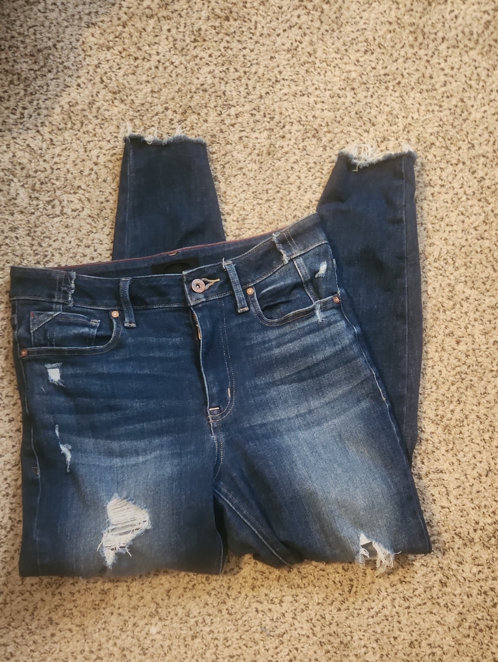 edge Dark Blue Ripped Skinny Jeans